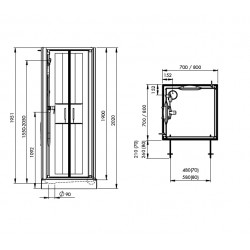 Leda Cabine douche 70x70cm sérigraphie opaque central porte battante IZI BO Kobleo