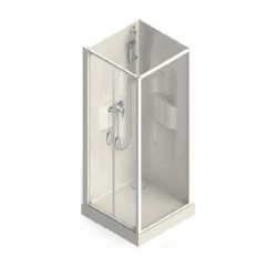 Leda Cabine de douche carré 800x800mm porte battante verre transparent IZI  Kobleo