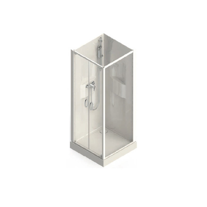 Leda Cabine de douche carré 800x800mm porte battante verre transparent IZI  Kobleo