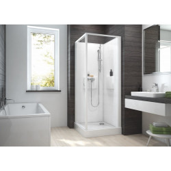 Leda Cabine douche carré 70x70cm porte pivotante profilé blanc IZI BOX 2 Leda Kobleo