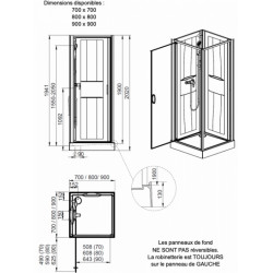 Leda Cabine douche carré 70x70cm porte pivotante profilé blanc IZI BOX 2 Leda Kobleo