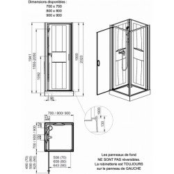 Leda Cabine douche 70x70cm sérigraphie opaque central porte pivotante IZI B Kobleo