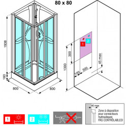 Novellini Cabine média carrée accès d'angle 2.0 900x900mm ME2A90M-1AA Kobleo
