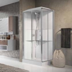 Novellini Cabine douche standard sans coiffe 90x90cm mécanique profilé silver ME Kobleo
