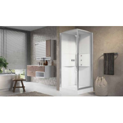 Novellini Cabine douche standard sans coiffe 80x80cm mécanique profilé blanc MED Kobleo