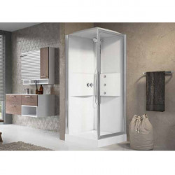 Novellini Cabine douche standard sans coiffe 80x80 thermostatique profilé blanc  Kobleo