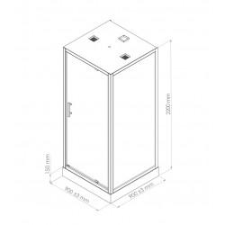 Ondée Cabine douche carrée hydromassante 90 x 90 cm accès face porte pivotan Kobleo
