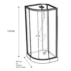 Ondée Cabine douche 1/4 cercle accès d'angle 90x90cm non-hydro GENA Kobleo
