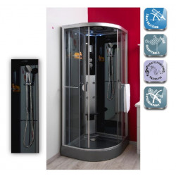 Ondée Cabine de douche hydro sans silicone 1/4 cercle 80 accès coulissant 90 Ondée Kobleo