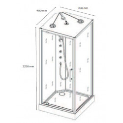 Ondée Cabine douche accès face transparent porte pivotante 90x90cm avec radi Kobleo