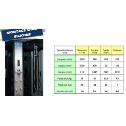 Ondée Cabine de douche hydromassante 100x100 cm Led , radio SKADI Kobleo
