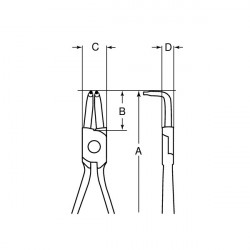 Bahco Pince à circlips intérieur 210 mm bec courbé à 90° et finition chromée Kobleo