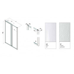 Samo Porte douche coulissante 2 panneaux 121-128cm Ht 185cm profilé blanc g Kobleo