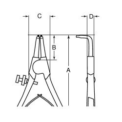 Bahco Pince à circlip 190 mm bec courbé à 90° et finition chromée 2466 B40 Bahco Kobleo