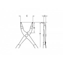 Bahco Pince circlips intérieurs bec courbé 90° et finition phosphatée 180mm  Kobleo