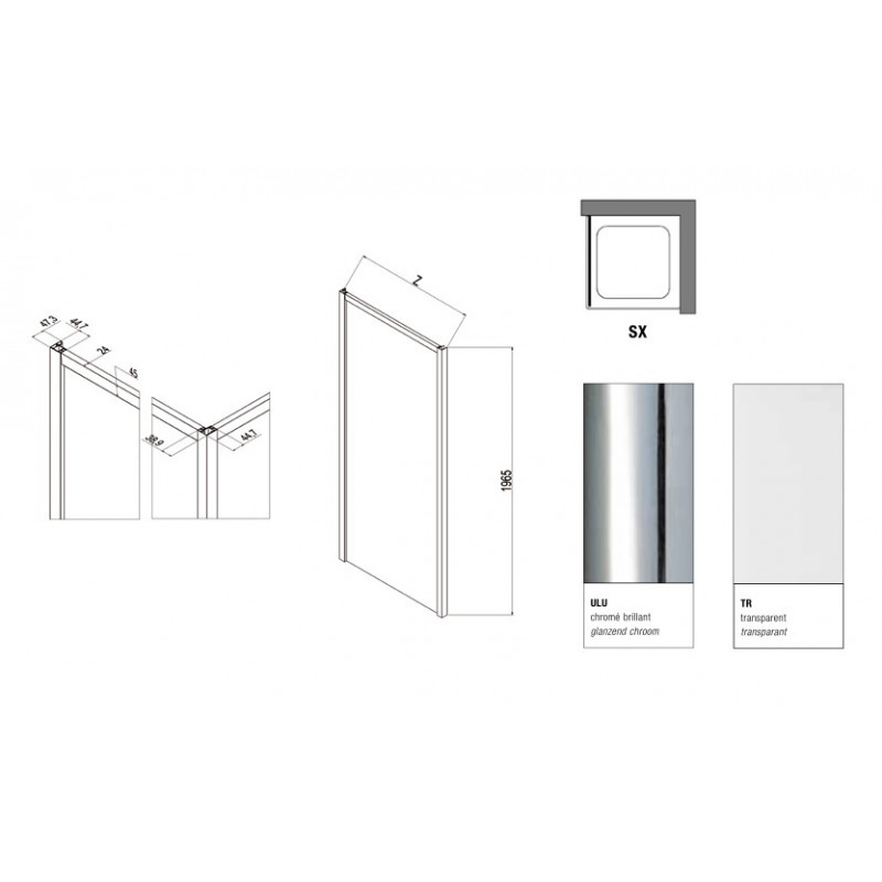 Samo Paroi douche fixe 87-89cm Ht1965cm gauche Europa SP Kobleo Samo Paroi douche fixe 87-89cm Ht1965cm gauche Europa SP Kobleo
