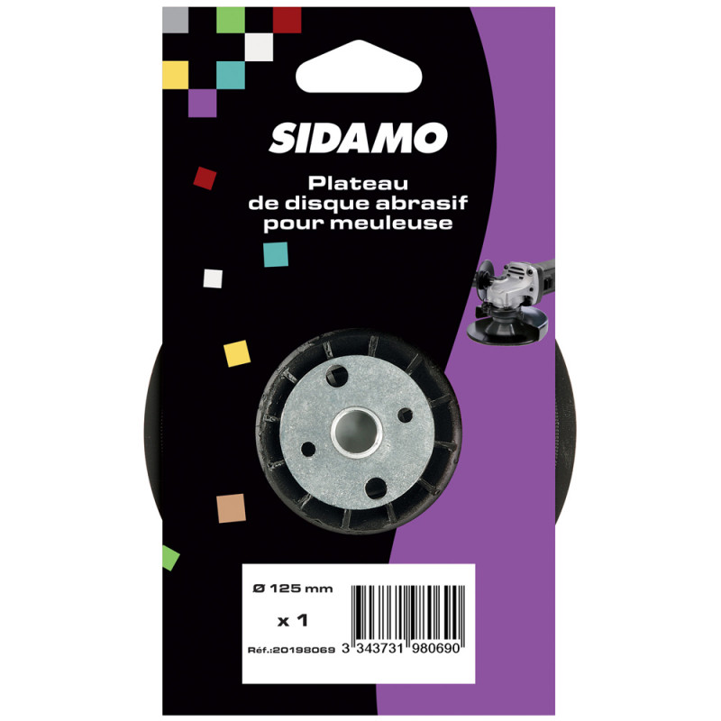 Sidamo - Plateau support disque abrasif Diam 125 mm pour meuleuse 20198069