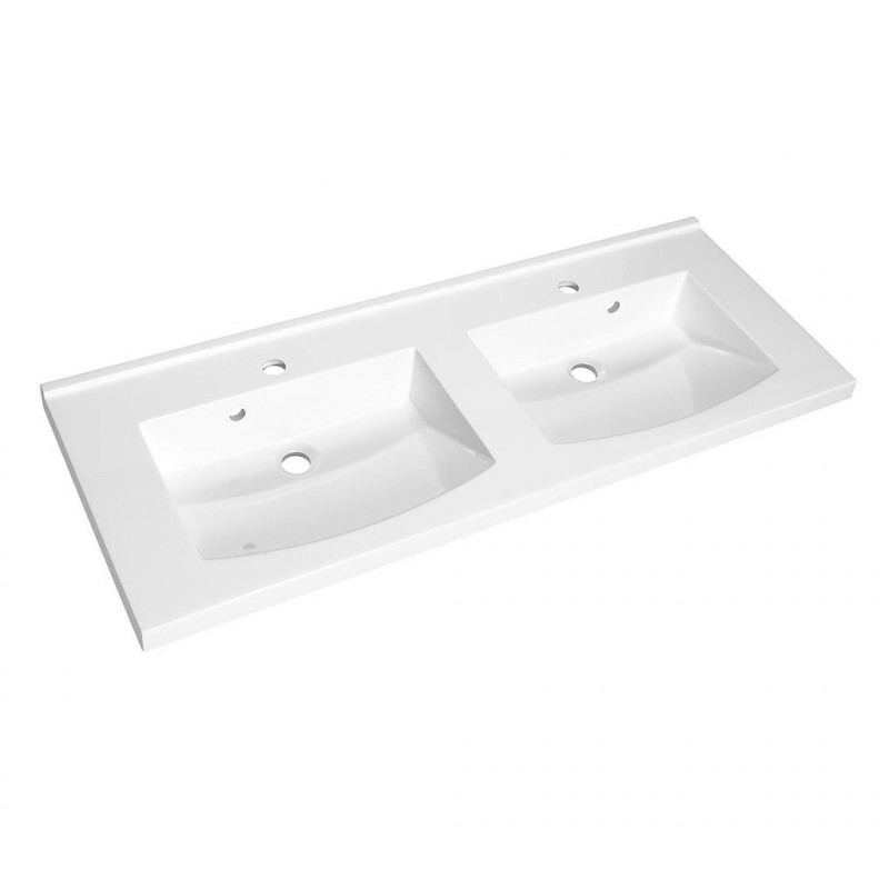 Allibert Plan de toilette double vasque 120 cm Blanc brillant FLEX Kobleo