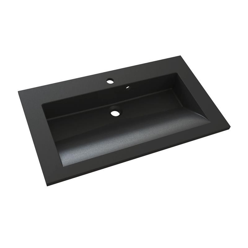 Allibert Plan de toilette simple vasque 80 cm noir granité SLIDE SOLIDSURFACE Kobleo