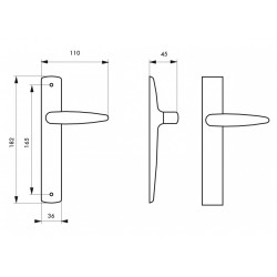 Thirard Poignée de porte intérieure ABBEVILLE sans trou BdC 907150 Thirard Kobleo