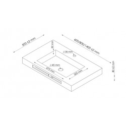 Ondée Plan vasque suspendre centrée 80cm solid surface blanc mat porte-servi Kobleo