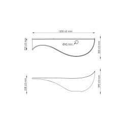 Ondée Plan vasque suspendre solid surface 120cm blanc mat sans bonde ni robi Kobleo