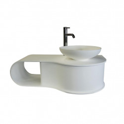 Ondée Plan vasque en solid surface 100 x 50 cm blanc mat avec niche de range Kobleo