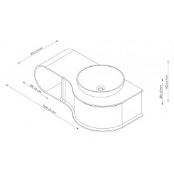 Ondée Plan vasque en solid surface 100 x 50 cm blanc mat avec niche de range Kobleo
