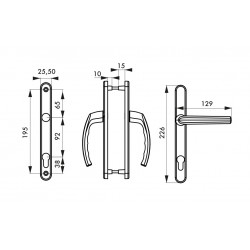 Thirard Poignée porte intérieure SULTANE 235x25 C8x92mm trou cylindre blanc 99 Thirard Kobleo
