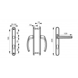 Thirard Poignée porte intérieure SULTANE 235x25 C7x70mm trou cylindre inox F9  Thirard Kobleo