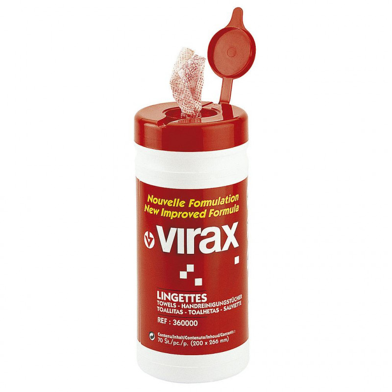 Virax Pot de 70 lingettes nettoyantes pour mains odeur citron Kobleo