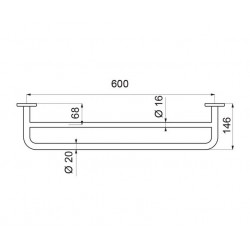 Delabie Porte-serviettes 2 barres 600mm Diam 20 et Diam 16 mm en Inox Kobleo