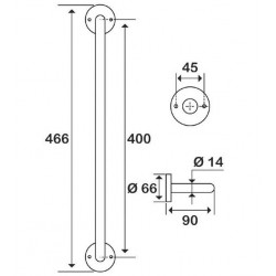 Pellet Porte-serviette chromé simple fixe 466 mm Kobleo