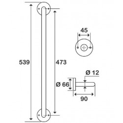 Pellet Porte-serviette blanc simple fixe 539 mm Kobleo