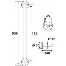 Pellet Porte-serviette blanc double fixe 539 mm Kobleo