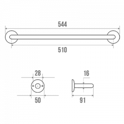 Godonnier Porte-serviette simple et fixe 540mm chromé Godonnier Kobleo