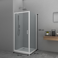 Allibert Porte pivotante accès frontal 89-91 x 185 cm transparent blanc HAPPY Kobleo