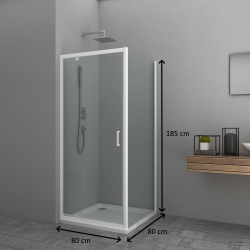 Allibert Porte pivotante accès frontal 79-81 x 185 cm transparent blanc HAPPY Kobleo