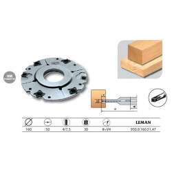 Leman Porte-outils à rainer extensible 160x50x4/7,5 z8+V4 950.9.160.51.47 Leman Kobleo