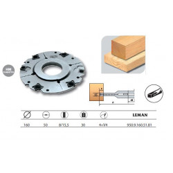 Leman Porte-outils à rainer extensible 160x50x8/15,5 z4+V4 950.9.160.51.81 Leman Kobleo