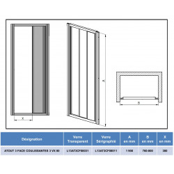 Leda Portes coulissantes 3 vantaux face Atout 3 en niche 80cm blanc Kobleo