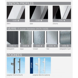 Novellini Porte coulissante 3 panneaux transparent 90 à 96 cm Lunes P LUN3P90-1A Kobleo