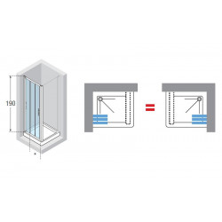 Novellini Porte coulissante 3 panneaux transparent 96 à 102 cm Lunes P LUN3P96-1 Novellini Kobleo