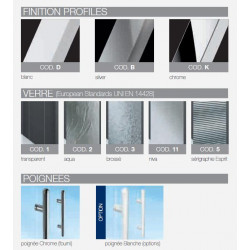 Novellini Porte pivotante sérigraphié accès de face 84 à 90 cm Lunes G LUNG84-78 Novellini Kobleo