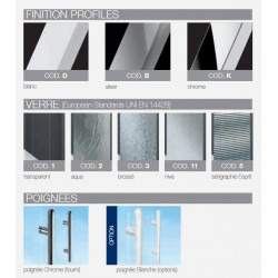 Novellini Porte pliante transparente 84 à 90 cm Lunes S LUNESS84-1D Kobleo