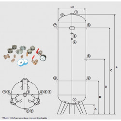 Lacme Cuve verticale en acier peinte bleue 270 litres 11 bars avec kit d'acc Kobleo