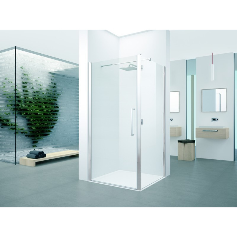 Novellini Porte de douche pivotante 57-61 x H200 cm verre aqua profilé silver YO Kobleo