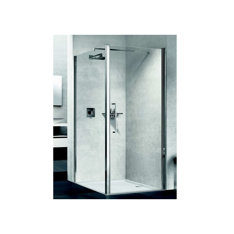 Novellini Porte de douche pivotante 57-61 x H200 cm verre aqua profilé chrome YO Kobleo