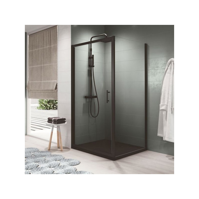 Novellini Porte douche pivotante 66-72xH195 cmVerre transparent profilé noir ZEP Kobleo