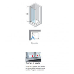 Novellini Porte pliante transparent 78 à 84 cm Lunes S LUNS78-1A Kobleo